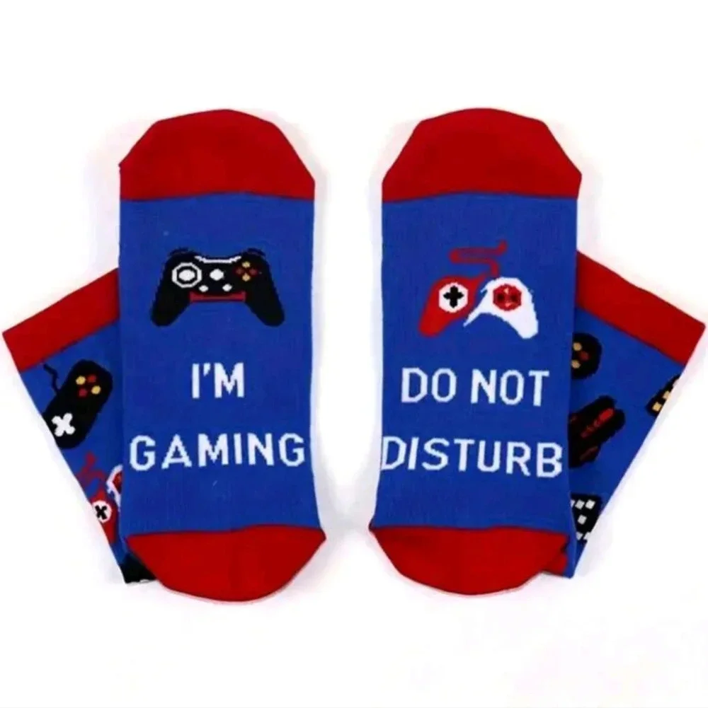 Red white blue mens crew socks Do Not Disturb I’m Gaming computer gamer gift